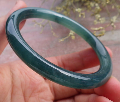 Certified Icy Green Burma 100% Natural A JADE Jadeite Circle Bangle Bracelet 57 mm 手镯 649032 TN