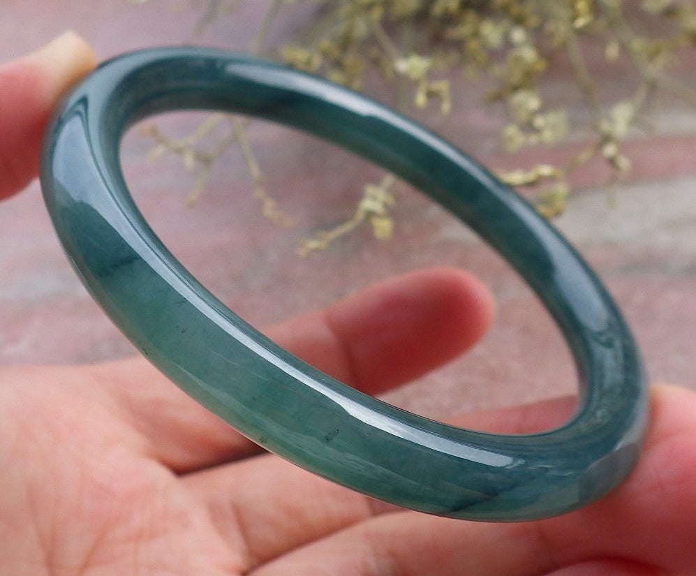 Certified Icy Green Burma 100% Natural A JADE Jadeite Circle Bangle Bracelet 57 mm 手镯 649032 TN