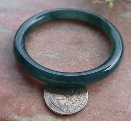 Certified Icy Green Burma 100% Natural A JADE Jadeite Circle Bangle Bracelet 57 mm 手镯 649032 TN