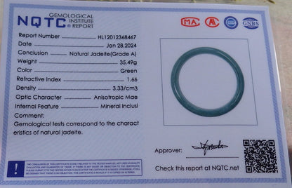 Certified Green Burma 100% Natural A JADE Jadeite Bangle Bracelet 58 mm 手镯 649042 TN