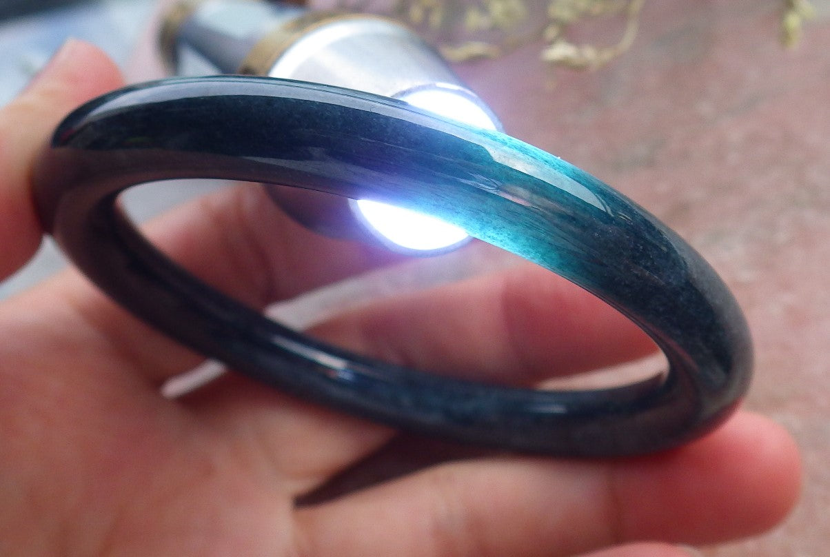 Certified Green Burma 100% Natural A JADE Jadeite Circle Bangle Bracelet 56 mm 手镯 649050 TN
