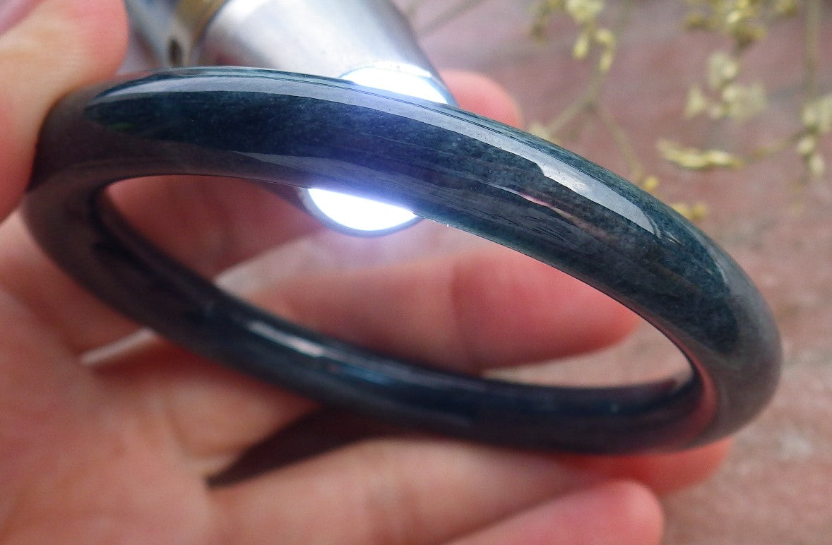 Certified Green Burma 100% Natural A JADE Jadeite Circle Bangle Bracelet 56 mm 手镯 649050 TN