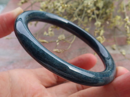 Certified Green Burma 100% Natural A JADE Jadeite Circle Bangle Bracelet 56 mm 手镯 649050 TN