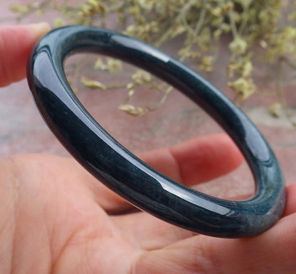 Certified Green Burma 100% Natural A JADE Jadeite Circle Bangle Bracelet 56 mm 手镯 649050 TN