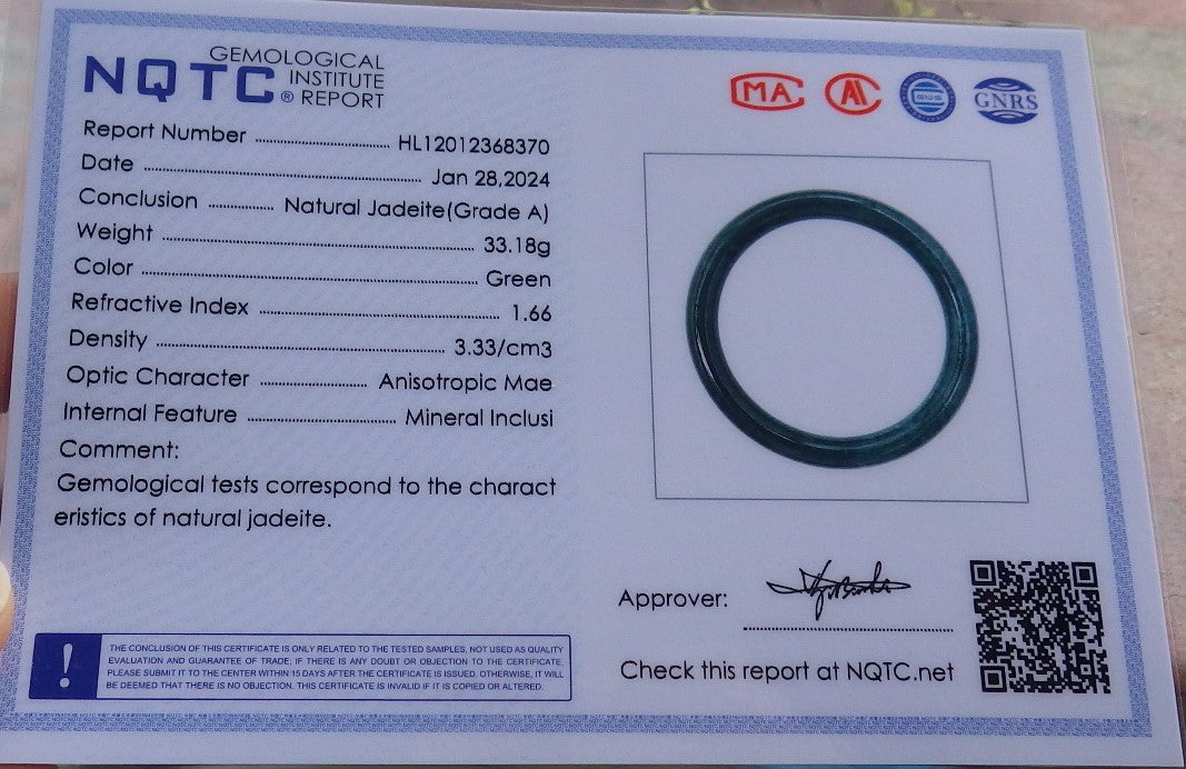 Certified Green Burma 100% Natural A JADE Jadeite Circle Bangle Bracelet 56 mm 手镯 649050 TN