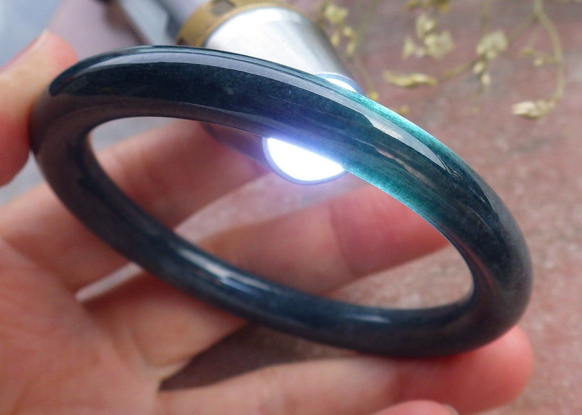 Certified Green Burma 100% Natural A JADE Jadeite Circle Bangle Bracelet 56 mm 手镯 649059 TN