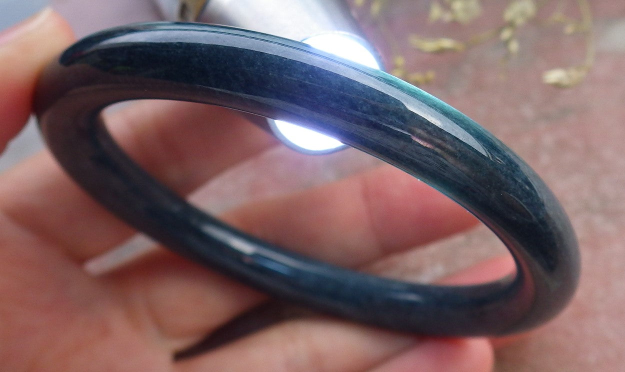 Certified Green Burma 100% Natural A JADE Jadeite Circle Bangle Bracelet 56 mm 手镯 649059 TN