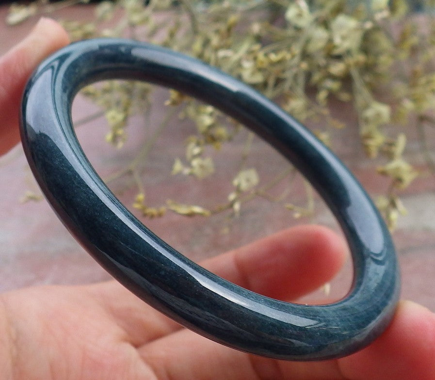 Certified Green Burma 100% Natural A JADE Jadeite Circle Bangle Bracelet 56 mm 手镯 649059 TN