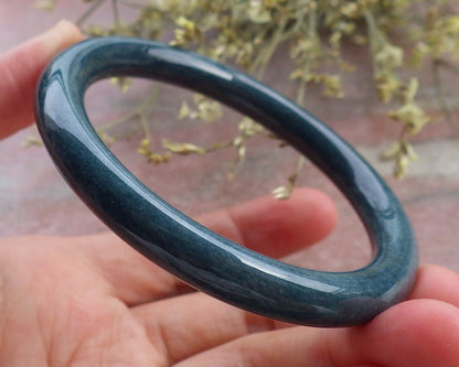 Certified Green Burma 100% Natural A JADE Jadeite Circle Bangle Bracelet 56 mm 手镯 649059 TN