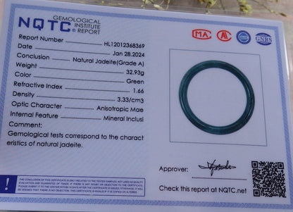 Certified Green Burma 100% Natural A JADE Jadeite Circle Bangle Bracelet 56 mm 手镯 649059 TN
