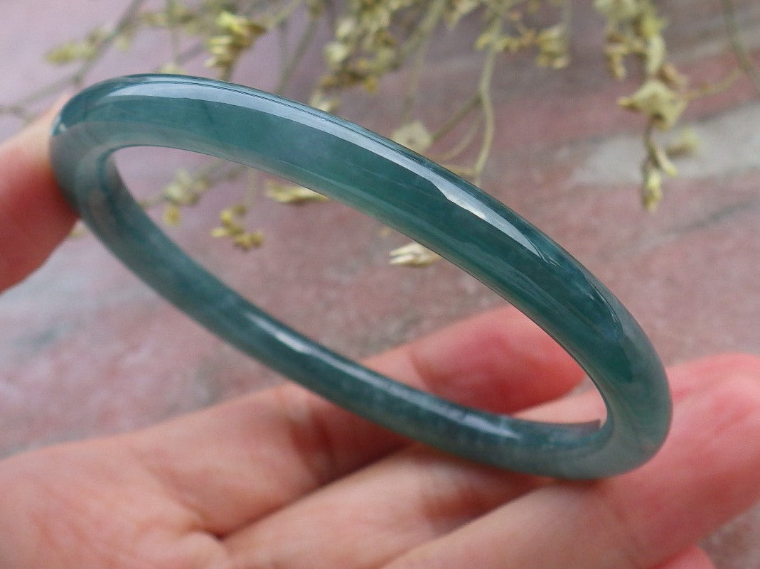 Certified Icy Green Burma 100% Natural A JADE Jadeite Circle Bangle Bracelet 55 mm 手镯 649068 TN