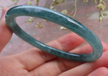 Certified Icy Green Burma 100% Natural A JADE Jadeite Circle Bangle Bracelet 55 mm 手镯 649068 TN