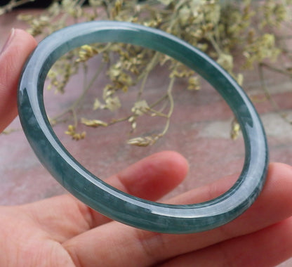 Certified Icy Green Burma 100% Natural A JADE Jadeite Circle Bangle Bracelet 55 mm 手镯 649068 TN