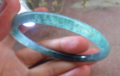 Certified Icy Green Burma 100% Natural A JADE Jadeite Circle Bangle Bracelet 55 mm 手镯 649068 TN