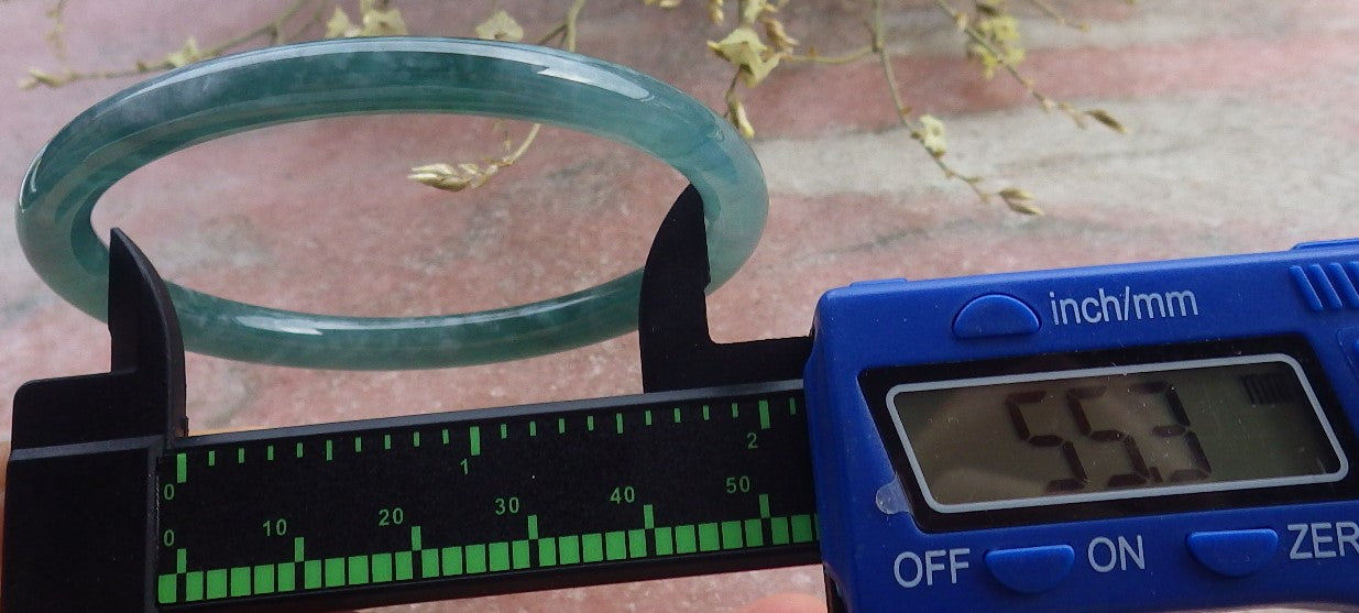 Certified Icy Green Burma 100% Natural A JADE Jadeite Circle Bangle Bracelet 55 mm 手镯 649068 TN