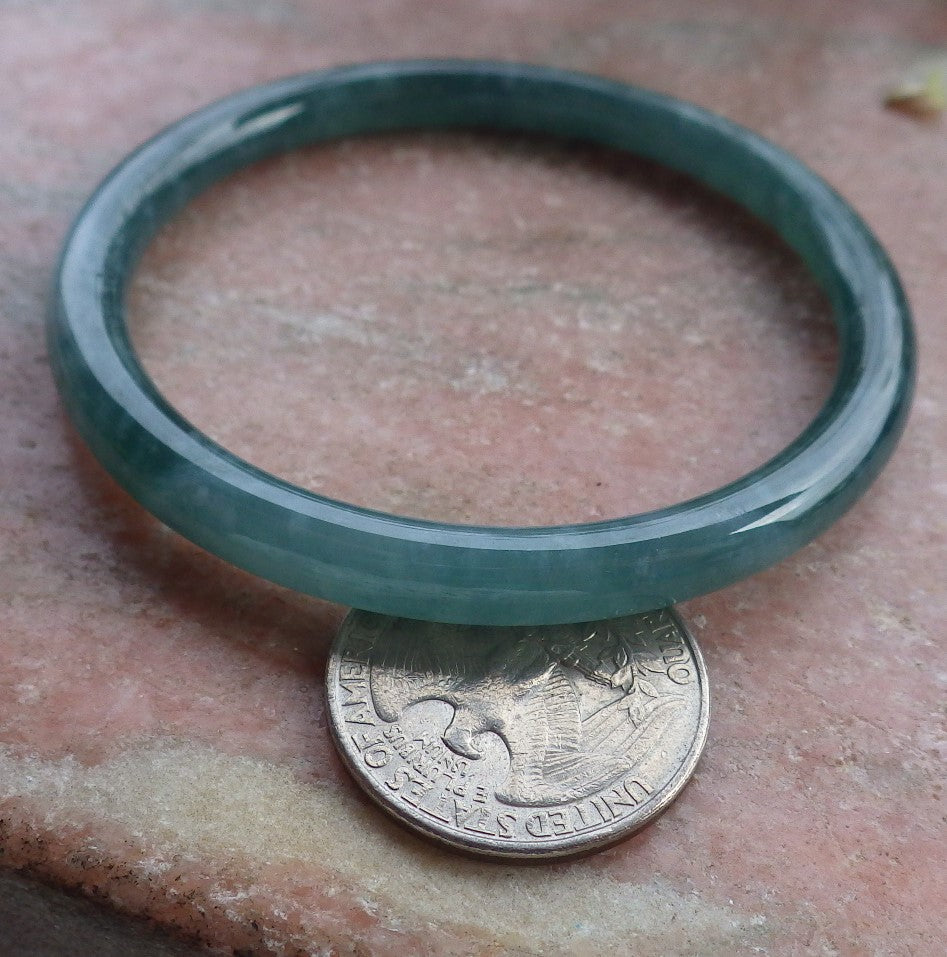 Certified Icy Green Burma 100% Natural A JADE Jadeite Circle Bangle Bracelet 55 mm 手镯 649068 TN