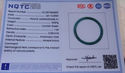 Certified Icy Green Burma 100% Natural A JADE Jadeite Circle Bangle Bracelet 55 mm 手镯 649068 TN