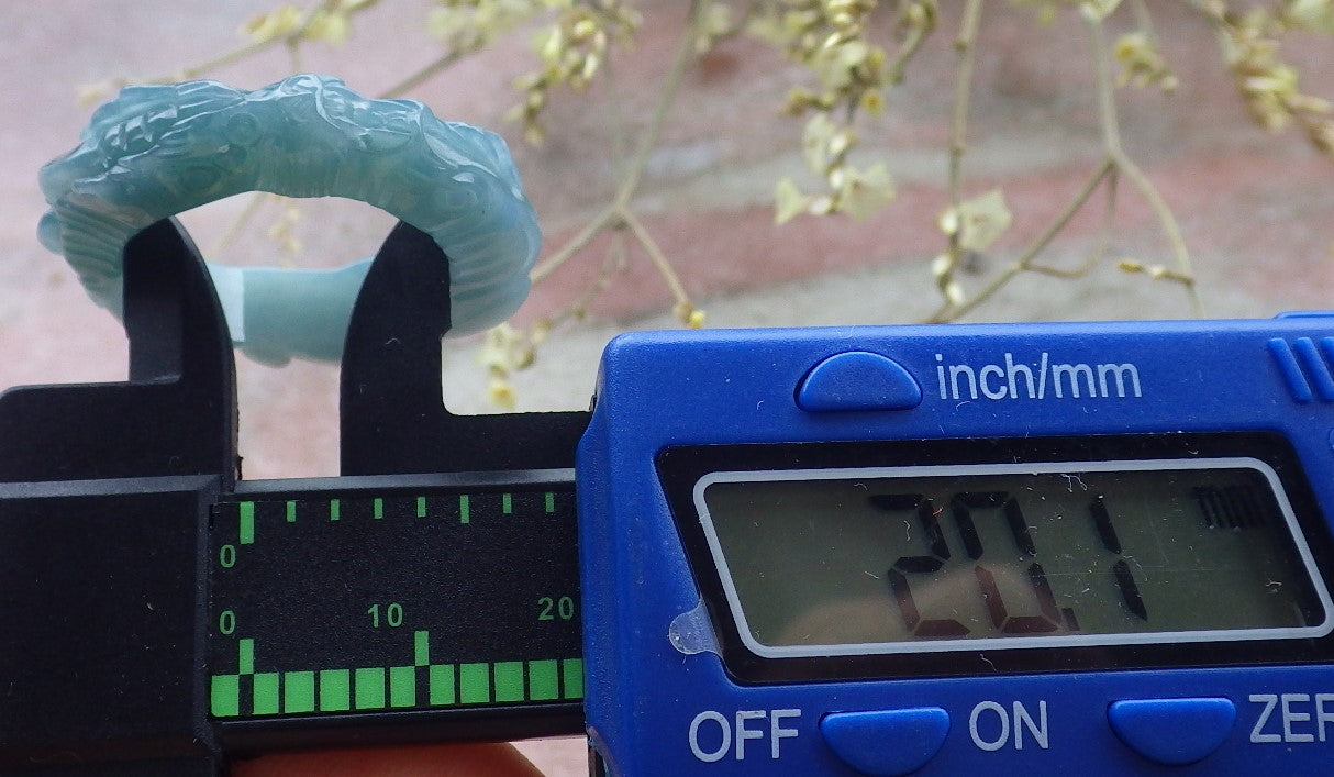 Certified Icy Green Burma 100% Natural A JADE Jadeite Dragon RING USA. 10.25 戒指 649100 TN