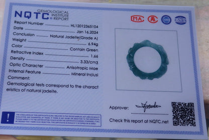 Certified Icy Green Burma 100% Natural A JADE Jadeite Dragon RING USA. 10.25 戒指 649100 TN