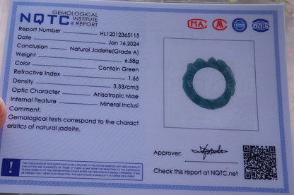 Certified Icy Green Burma 100% Natural A JADE Jadeite Dragon RING USA. 6.5 戒指 649120 TN