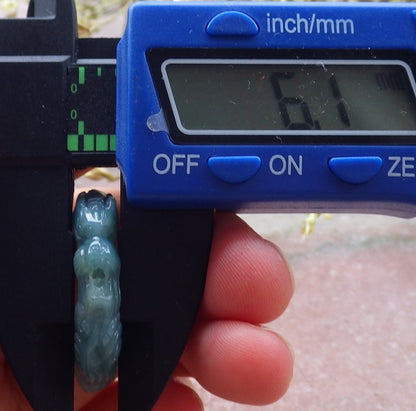 Certified Icy Green Burma 100% Natural A JADE Jadeite Dragon RING USA. 10.25 戒指 649157 TN