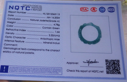 Certified Icy Green Burma 100% Natural A JADE Jadeite Dragon RING USA. 10.25 戒指 649157 TN