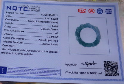 Certified Icy Green Pale Lavender Burma 100% Natural A JADE Jadeite Dragon RING USA. 10.25 戒指 649181 TN