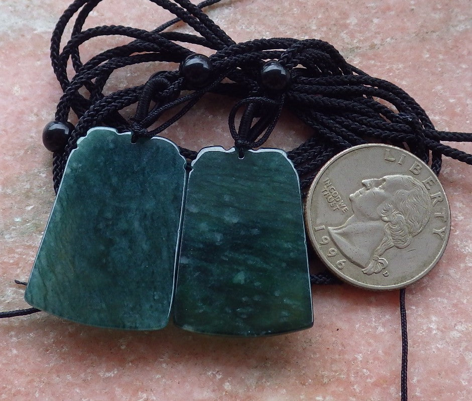 Pair Certified Icy Green Burma 100% Natural A Jade jadeite Pendant Dragon Phoenix Necklace 龙凤 649191 TN