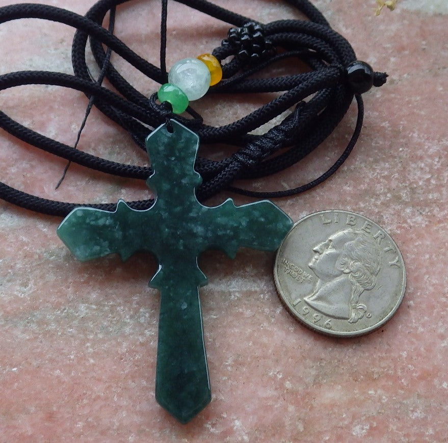 Certified Icy Green Burma 100% Natural A Jade jadeite Pendant Jesus Cross Necklace 十字架 649223 TN