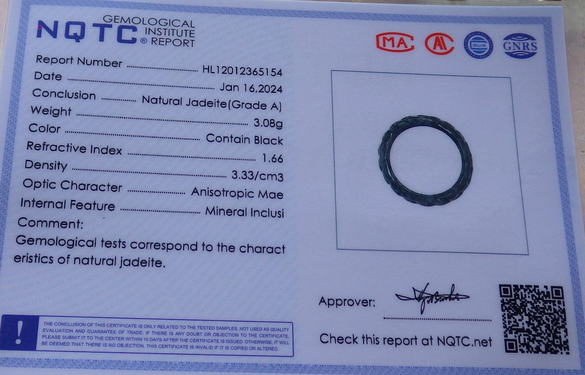 Certified Black Burma 100% Natural A JADE Jadeite Dragon RING USA. 5.25 戒指 649231 TN