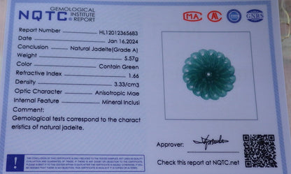 Certified Icy Green Burma 100% Natural A Jade jadeite pendant Knotted Flower Necklace 花开富贵 649238 TN
