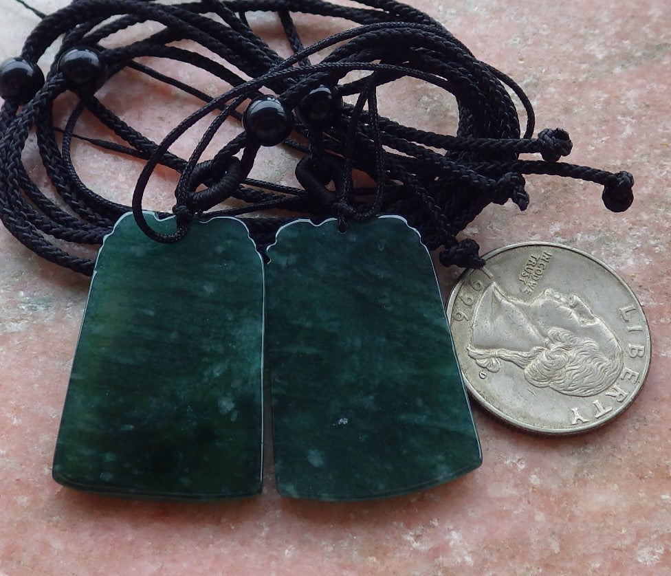 Pair Certified Icy Green Burma 100% Natural A Jade jadeite Pendant Dragon Phoenix Necklace 龙凤 649244 TN