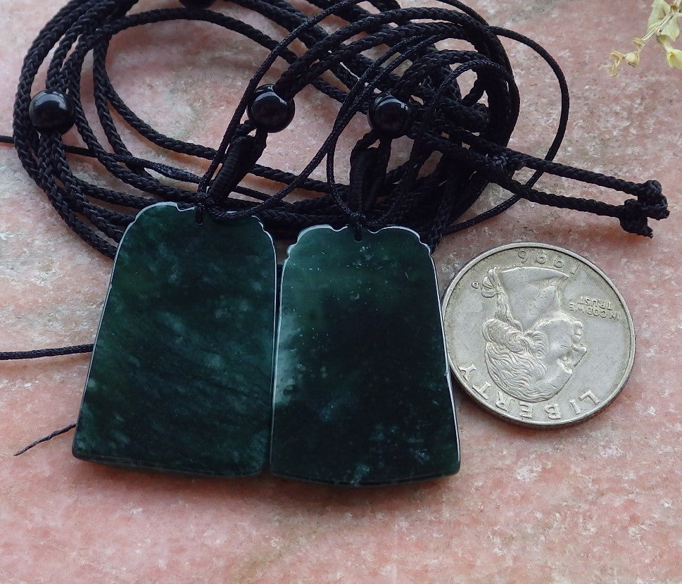 Pair Certified Icy Green Burma 100% Natural A Jade jadeite Pendant Dragon Phoenix Necklace 龙凤 649254 TN