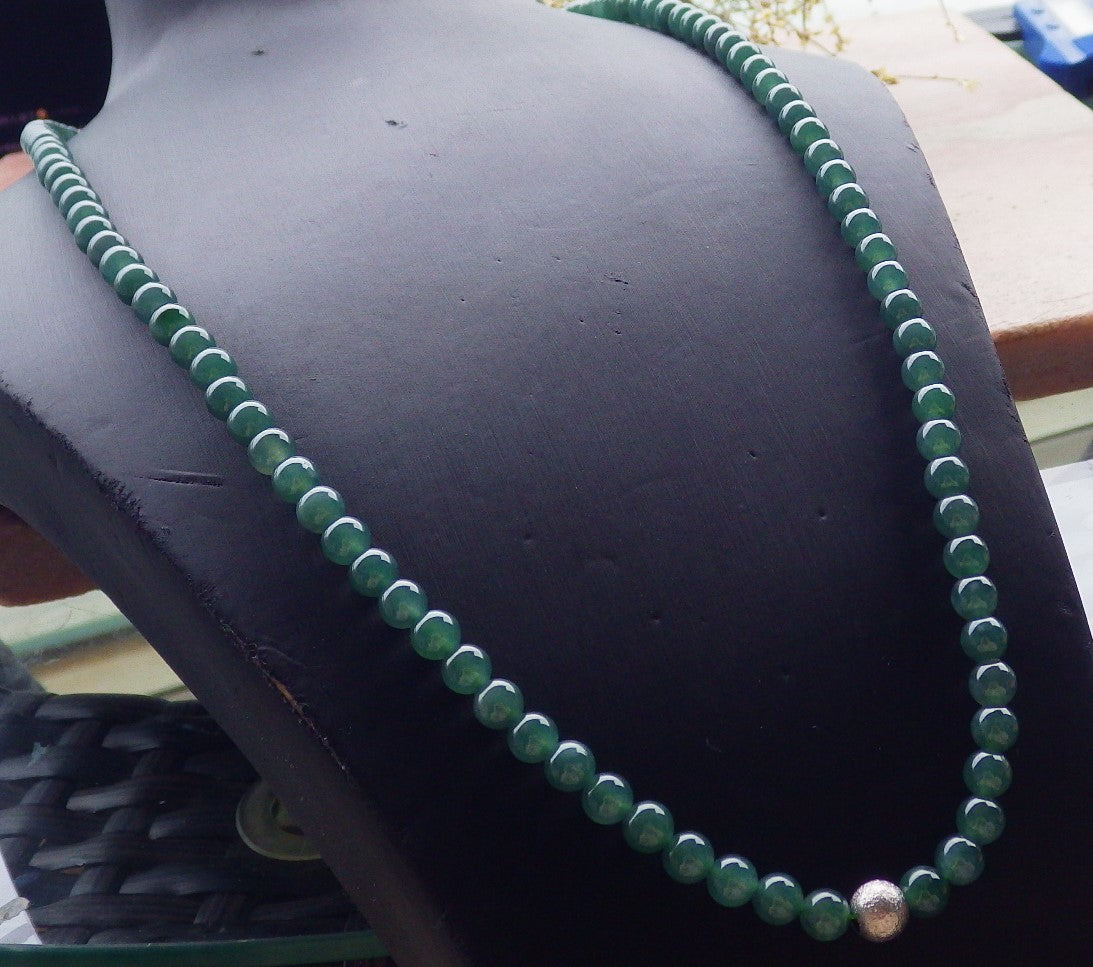 Certified Icy Green Burma 100% Natural A JADE Jadeite Bead Beads Necklace 27 inches 项链 649291 TN