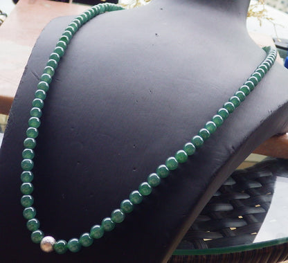 Certified Icy Green Burma 100% Natural A JADE Jadeite Bead Beads Necklace 27 inches 项链 649291 TN