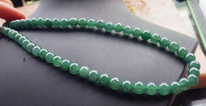 Certified Icy Green Burma 100% Natural A JADE Jadeite Bead Beads Necklace 27 inches 项链 649291 TN