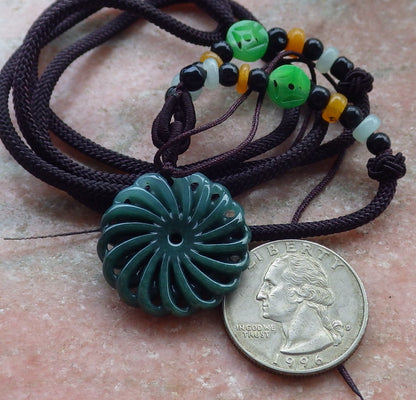 Certified Icy Green Burma 100% Natural A Jade jadeite pendant Knotted Flower Necklace 花开富贵 649302 TN