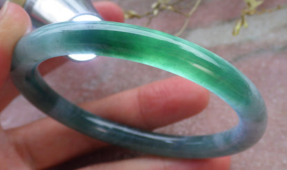 Certified Icy Green Burma 100% Natural A JADE Jadeite Circle Bangle Bracelet 56 mm 手镯 649455 TN