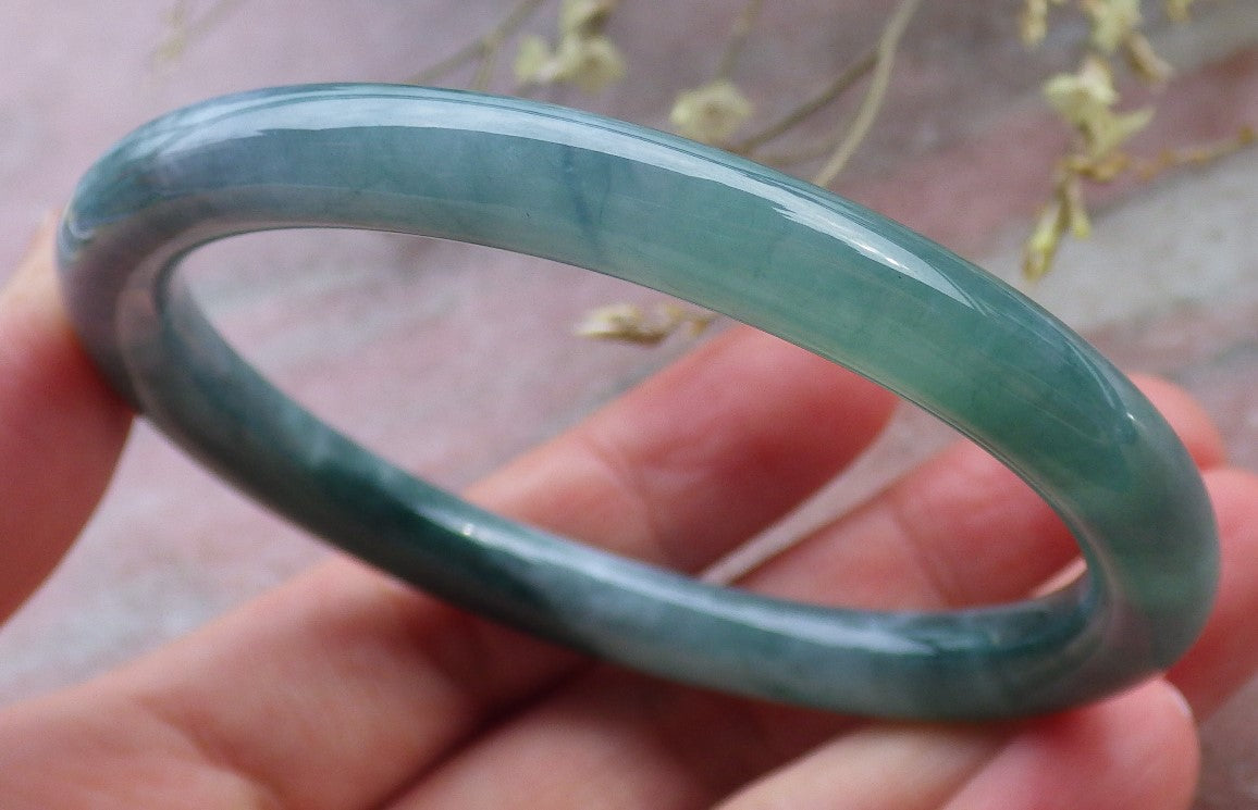 Certified Icy Green Burma 100% Natural A JADE Jadeite Circle Bangle Bracelet 56 mm 手镯 649455 TN