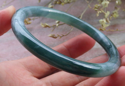 Certified Icy Green Burma 100% Natural A JADE Jadeite Circle Bangle Bracelet 56 mm 手镯 649455 TN