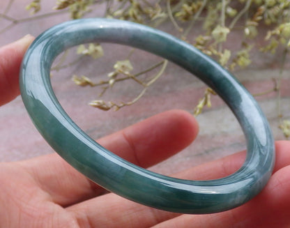 Certified Icy Green Burma 100% Natural A JADE Jadeite Circle Bangle Bracelet 56 mm 手镯 649455 TN