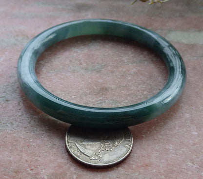 Certified Icy Green Burma 100% Natural A JADE Jadeite Circle Bangle Bracelet 56 mm 手镯 649455 TN