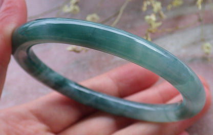 Certified Icy Green Burma 100% Natural A JADE Jadeite Circle Bangle Bracelet 56 mm 手镯 649468 TN