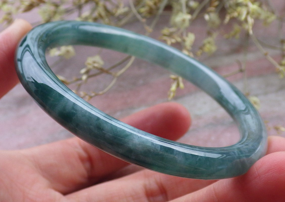 Certified Icy Green Burma 100% Natural A JADE Jadeite Circle Bangle Bracelet 56 mm 手镯 649468 TN