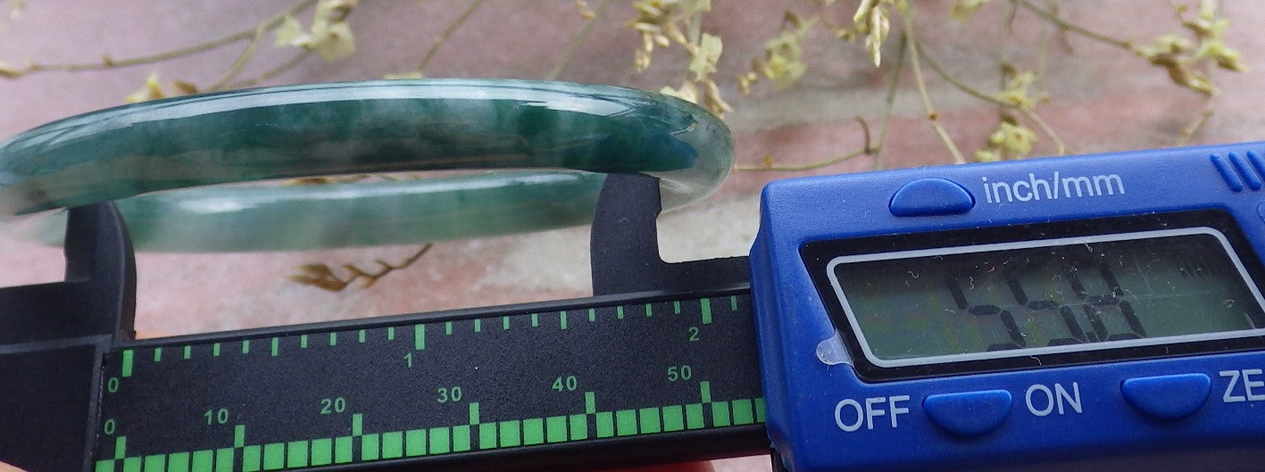 Certified Icy Green Burma 100% Natural A JADE Jadeite Circle Bangle Bracelet 56 mm 手镯 649468 TN