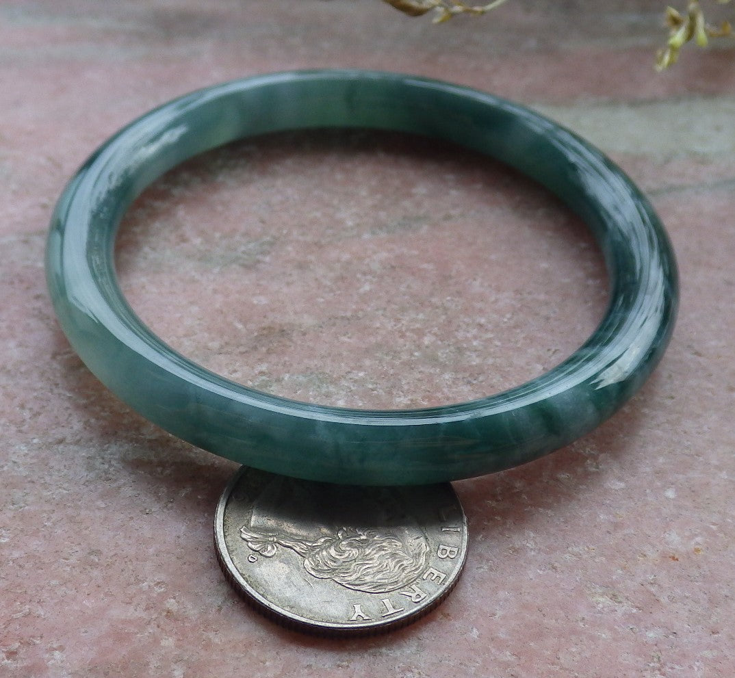 Certified Icy Green Burma 100% Natural A JADE Jadeite Circle Bangle Bracelet 56 mm 手镯 649468 TN