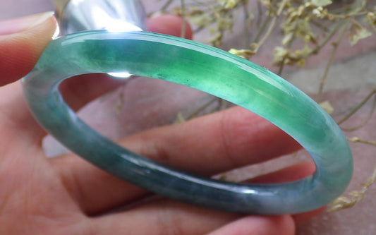 Certified Icy Green Burma 100% Natural A JADE Jadeite Circle Bangle Bracelet 56 mm 手镯 649481 TN