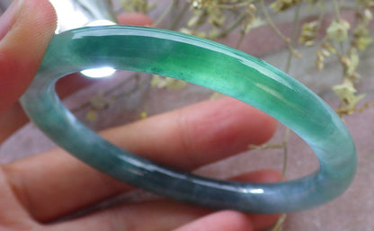 Certified Icy Green Burma 100% Natural A JADE Jadeite Circle Bangle Bracelet 56 mm 手镯 649481 TN