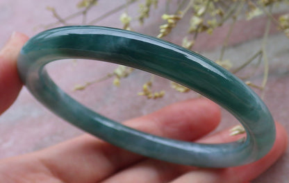 Certified Icy Green Burma 100% Natural A JADE Jadeite Circle Bangle Bracelet 56 mm 手镯 649481 TN
