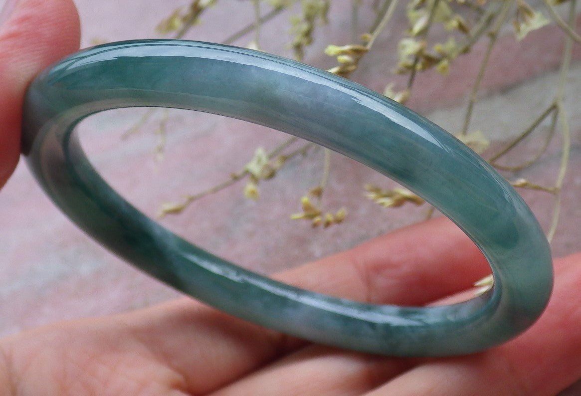 Certified Icy Green Burma 100% Natural A JADE Jadeite Circle Bangle Bracelet 56 mm 手镯 649481 TN